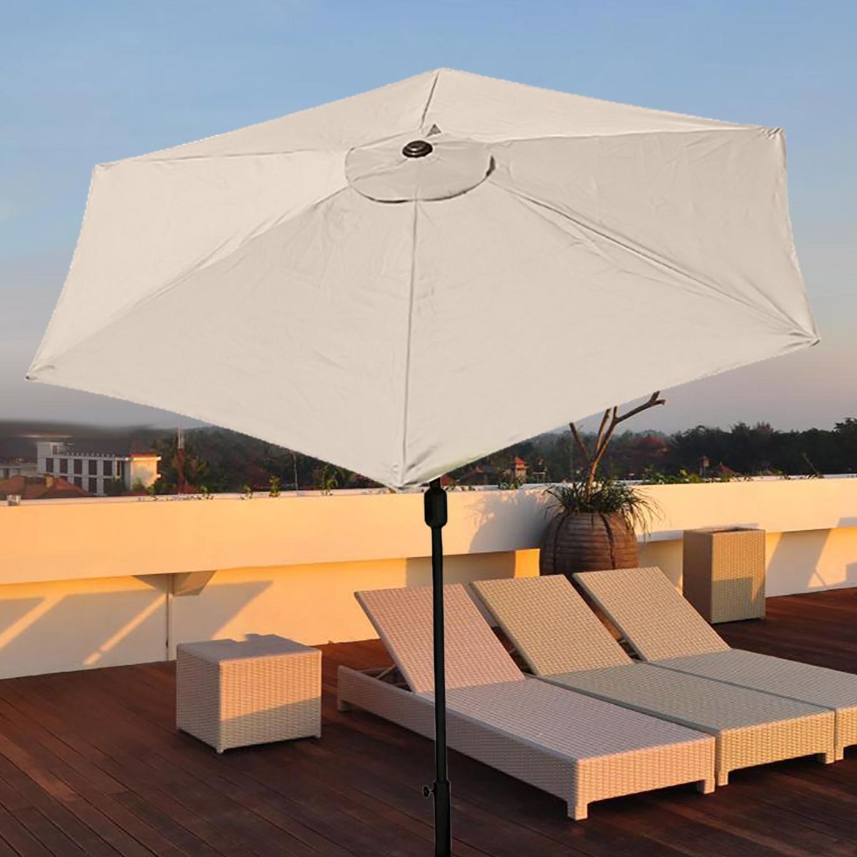 2m Outdoor Patio Umbrella Canopy Sun Protection Market Table Hanging Beige