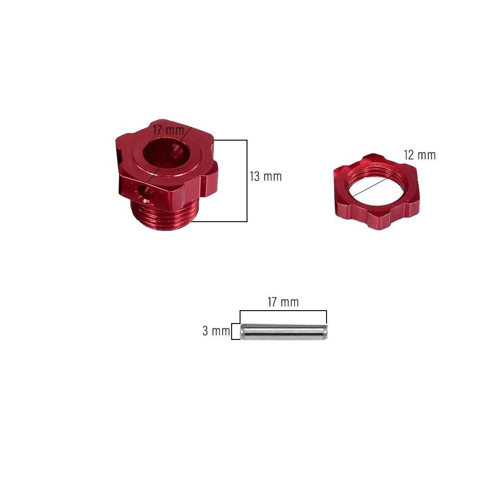 M17 17mm Aluminum Wheel Hex Hubs Adapter Nut with Pin for 1/8 RC Car Buggy Truggy Monster Truck Crawler HPI HSP Traxxas Losi Axial Kyosho Tamiya Redcat Himoto DF ZD Racing