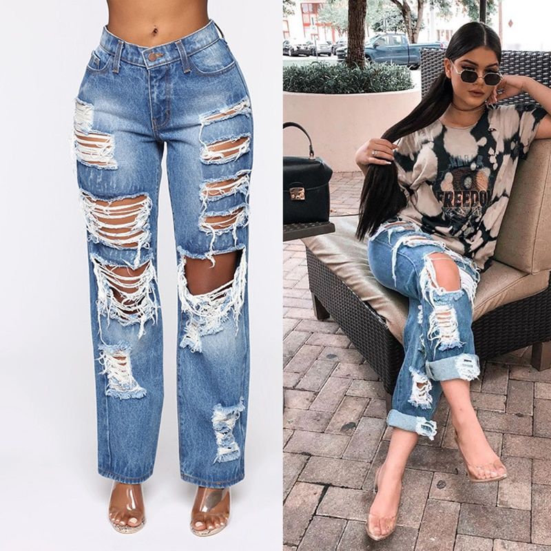 Pants Female Women's Jeans Large Size Boyfriend Jean Women Jeans Y2k Explosive