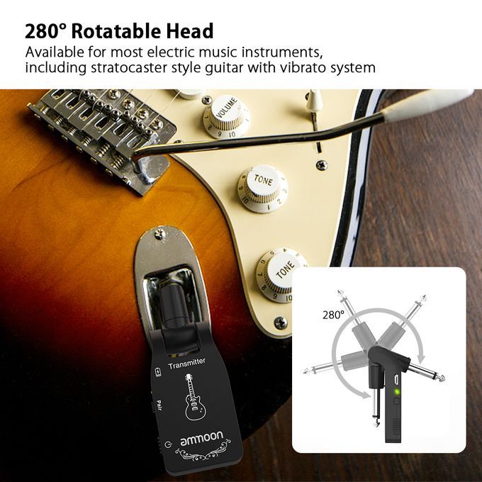 Ammoon Wireless Guitar System 2.4G Rechargeable 6 Channels
