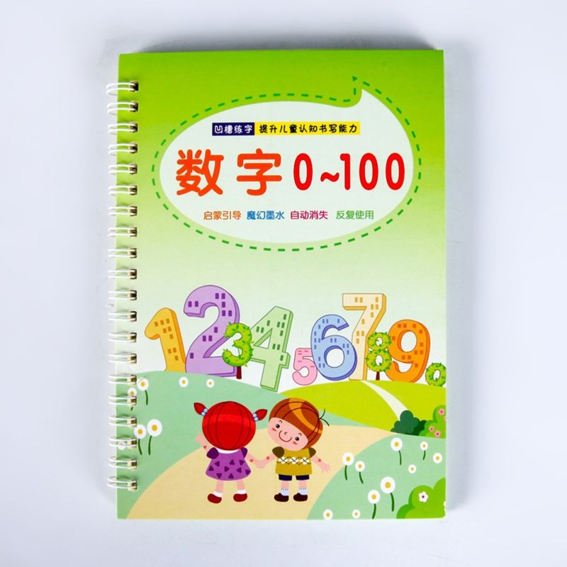 Kids Magic Writing Board Reusable Magic Writing Paste Children,Be Reused Handwriting Copybook Set Magic Calligraphy Tracing Book