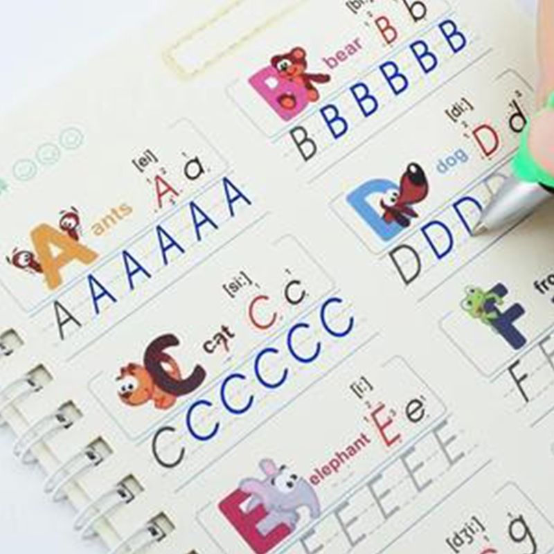 Kids Magic Writing Board Reusable Magic Writing Paste Children,Be Reused Handwriting Copybook Set Magic Calligraphy Tracing Book