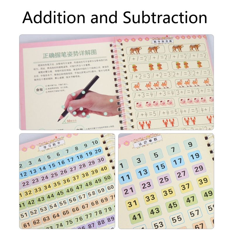 Kids Magic Writing Board Reusable Magic Writing Paste Children,Be Reused Handwriting Copybook Set Magic Calligraphy Tracing Book