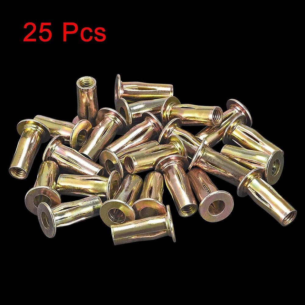 Multi-Grip Rivet-Nut M8 -ed Carbon Steel Color-Zinc-Plated Flat Head Threaded Insert Nut 25Pcs