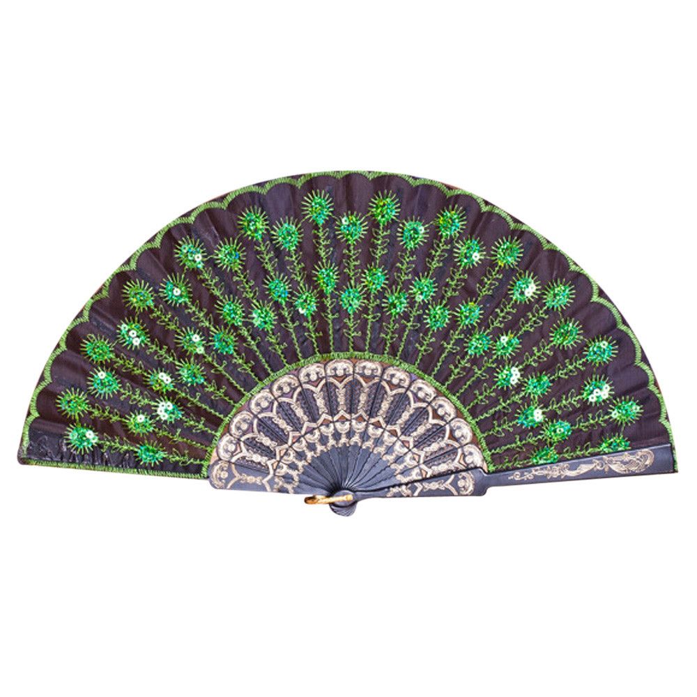 Accessory Tail Fan Summer Bone Carved Home Decor Fan Folding Print Art Embroidery Plastic Peacock @D Feather Sequins Hand Crafts