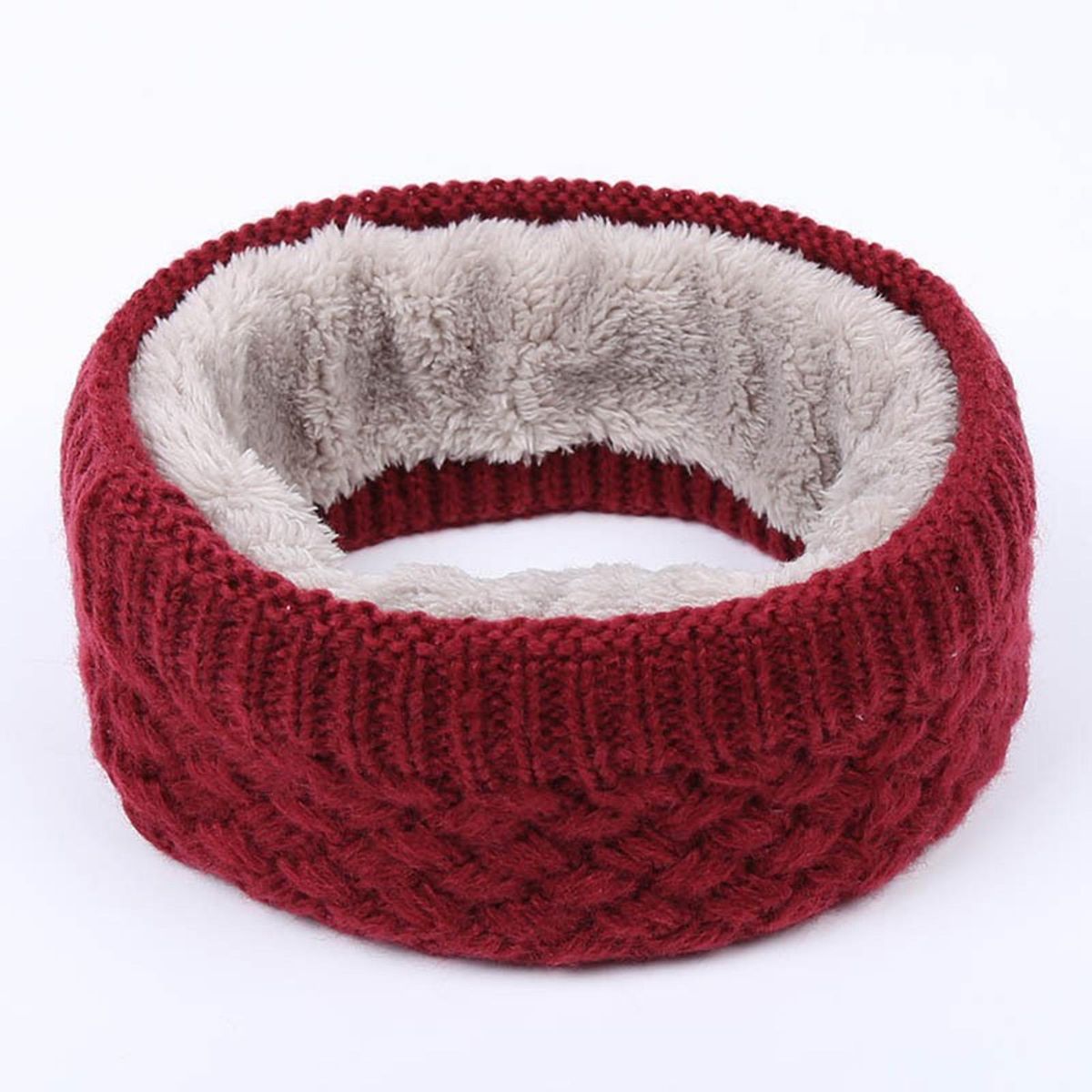 Couple Neck Scarf Thicken Unisex Fleece Elastic-Wine Red