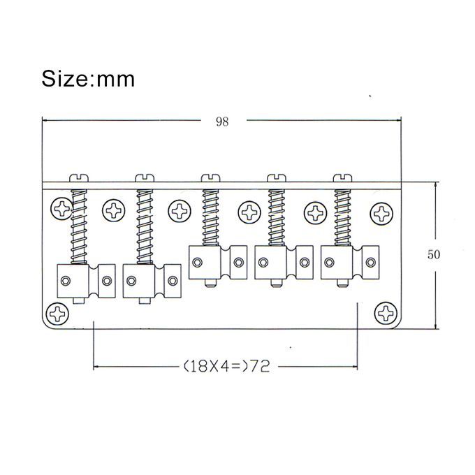 5-saddle Bridge Set For 5 String Electric Bass Guitar Part