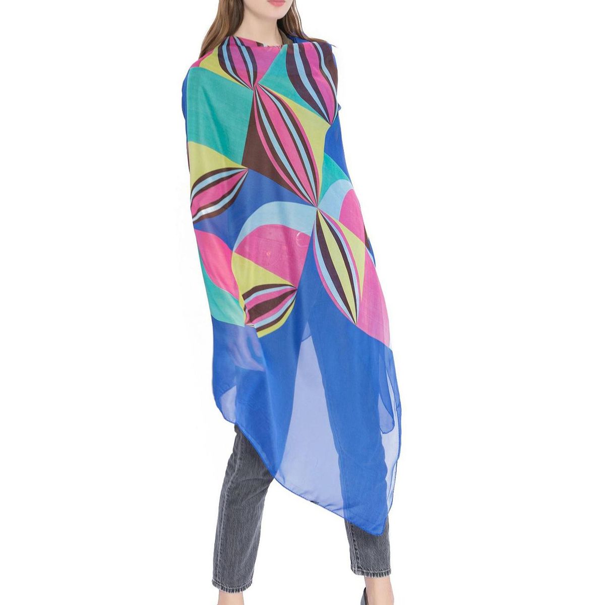 Colorful Wrap Scarf Sun-proof Rectangle-Blue