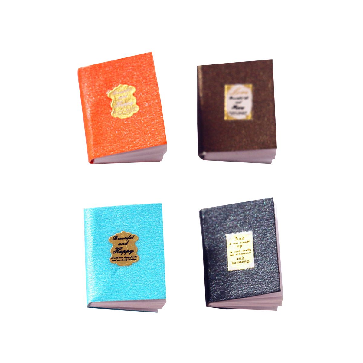 4Pcs Miniature Books Multicolor Durable Paper Doll House-