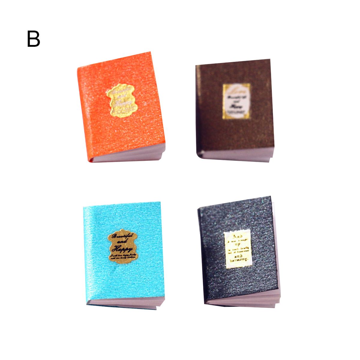 4Pcs Miniature Books Multicolor Durable Paper Doll House-