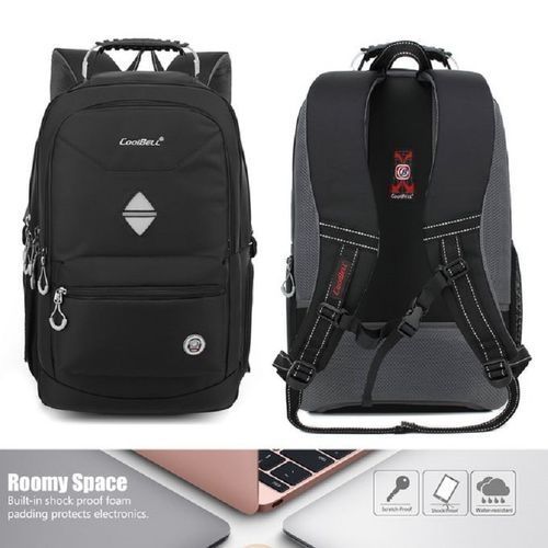 18.4 Inch Backpack Laptop Bag Travel Rucksack Water-resistant Hiking Knapsack Protective Day Pack - Black
