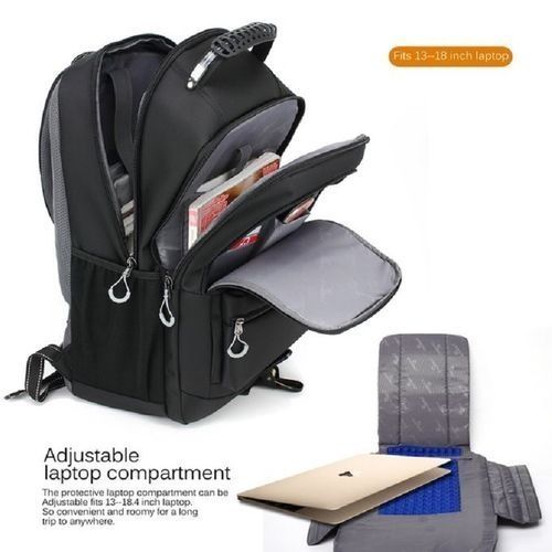 18.4 Inch Backpack Laptop Bag Travel Rucksack Water-resistant Hiking Knapsack Protective Day Pack - Black