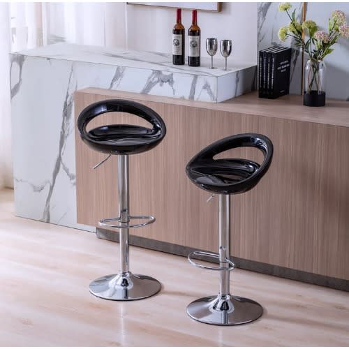 Plastic Adjustable Barstool - Set Of 2 - Black