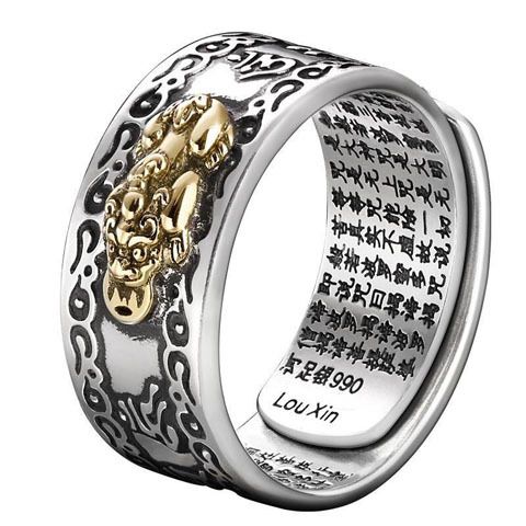 Sterling Silver S990 Men's Pixiu Retro Heart Ring
