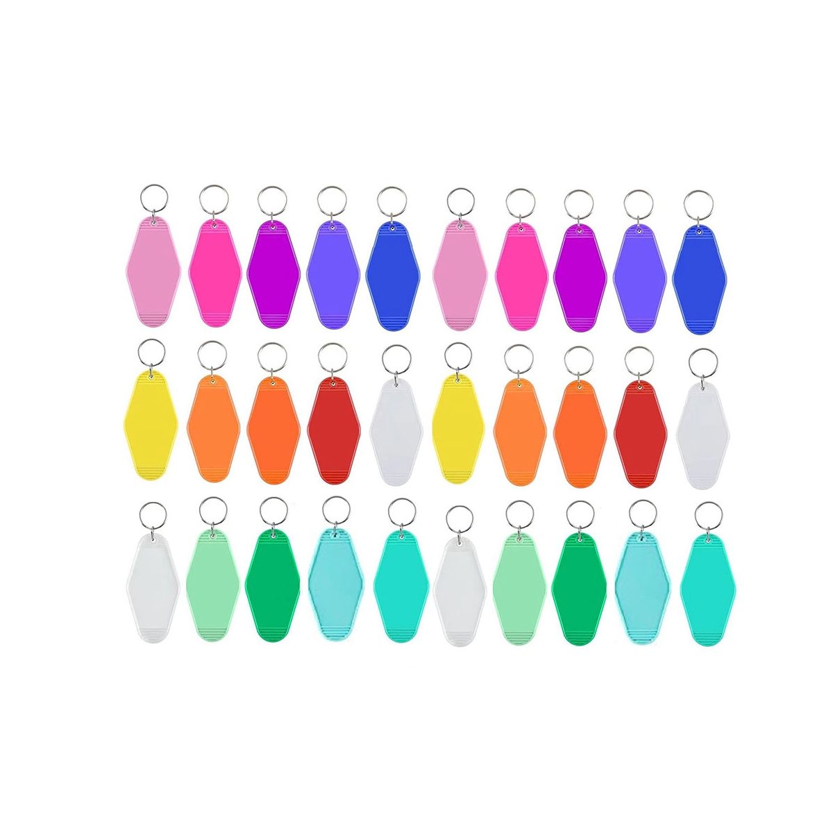 30Pcs Sublimation Keychain Blanks, Blank Hotel Keychains Bulks Rhombus Motel Keychain Blank with Ring for DIY Craft