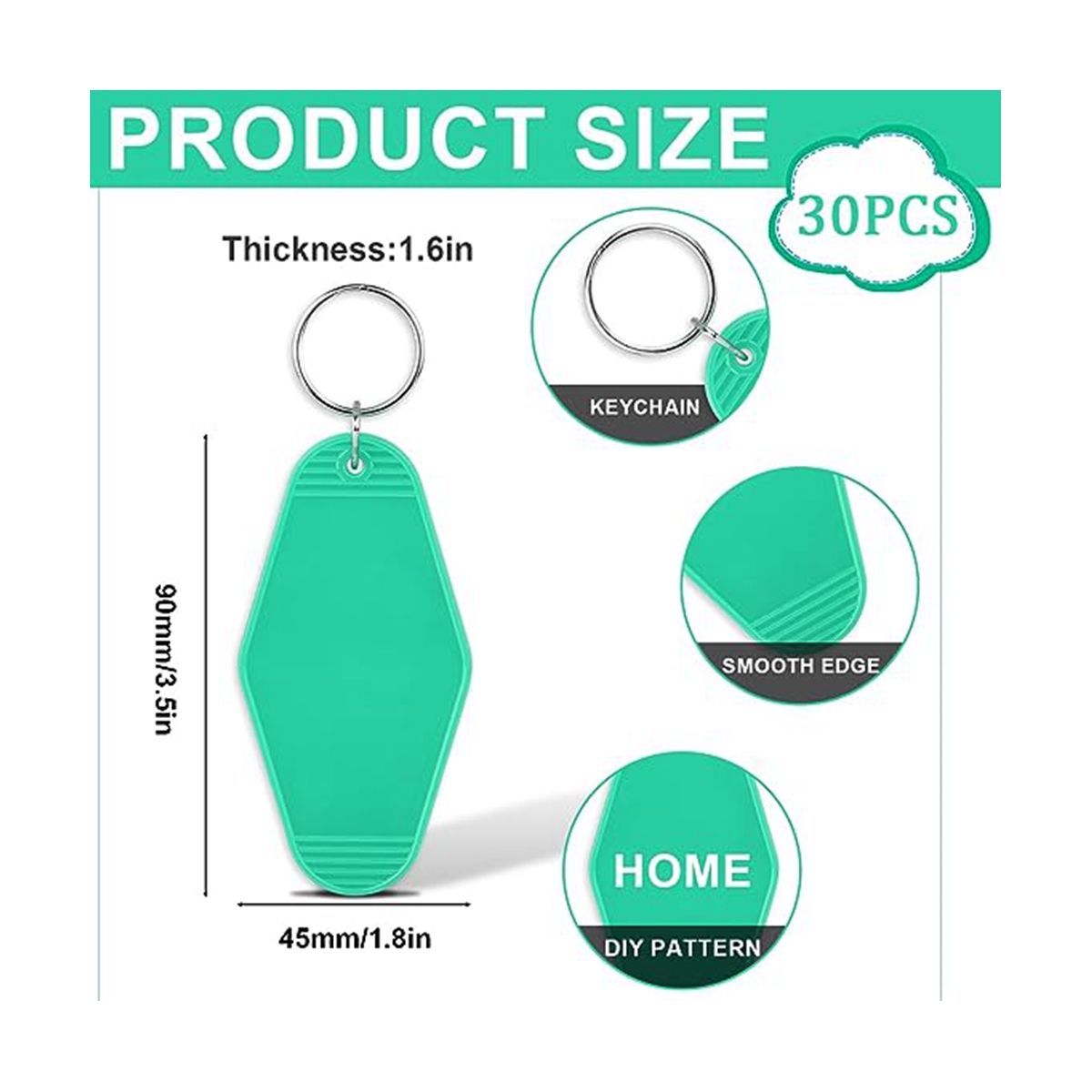 30Pcs Sublimation Keychain Blanks, Blank Hotel Keychains Bulks Rhombus Motel Keychain Blank with Ring for DIY Craft