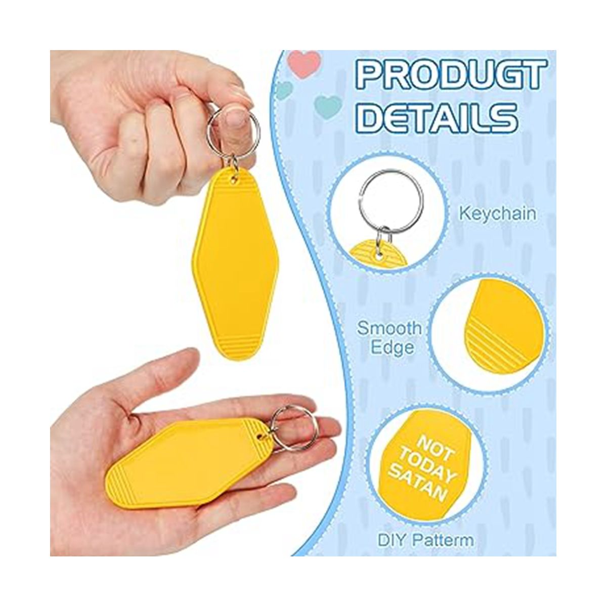 30Pcs Sublimation Keychain Blanks, Blank Hotel Keychains Bulks Rhombus Motel Keychain Blank with Ring for DIY Craft