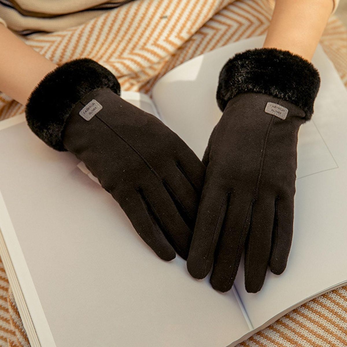 1 Pair Motorcycle Windproof Winter Female Bike Black