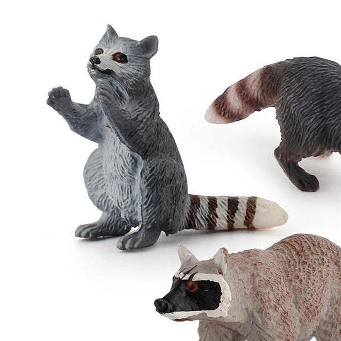 Zoo Jungle Wild Animal Raccoon Figurine Miniature Model Family Set
