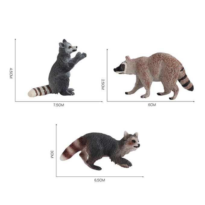 Zoo Jungle Wild Animal Raccoon Figurine Miniature Model Family Set