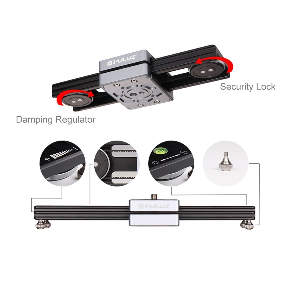 PULUZ Close-Up Shooting Desktop Fluid Drag Track Slider Aluminum Alloy Camera Video Stabilizer Rail With 1/4 Inch Screw