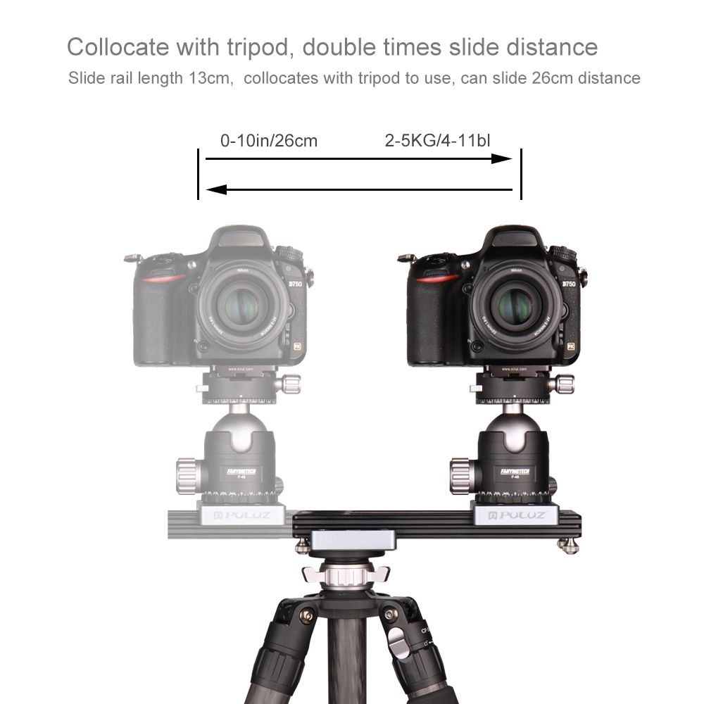 PULUZ Close-Up Shooting Desktop Fluid Drag Track Slider Aluminum Alloy Camera Video Stabilizer Rail With 1/4 Inch Screw