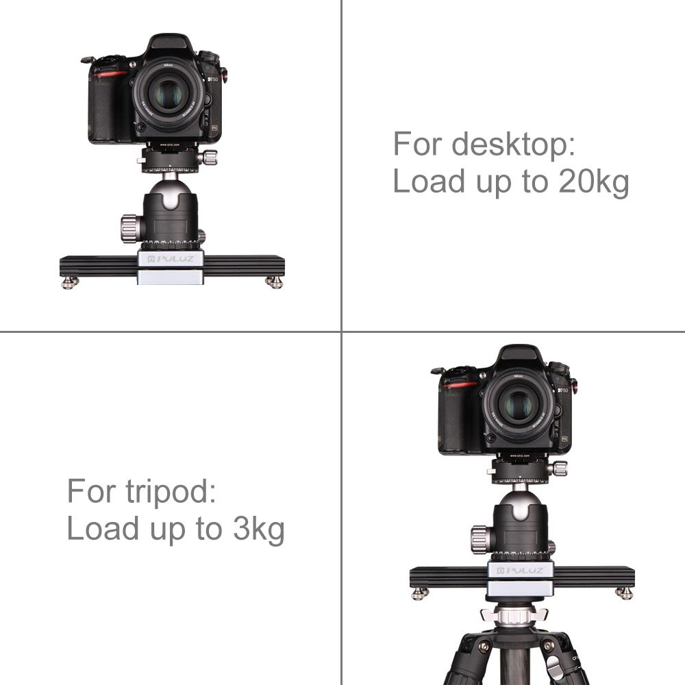 PULUZ Close-Up Shooting Desktop Fluid Drag Track Slider Aluminum Alloy Camera Video Stabilizer Rail With 1/4 Inch Screw