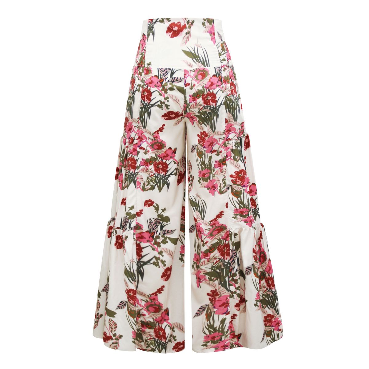 Ladies Beach Wide Leg Pants Tie Pants Digital Printing Loose Casual Pants -Pink
