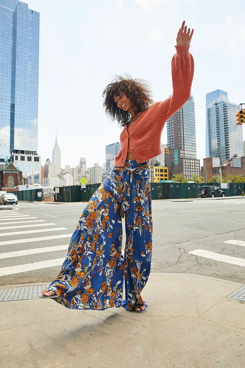 Ladies Elegant And Loose Trousers Beach Pants - Blue