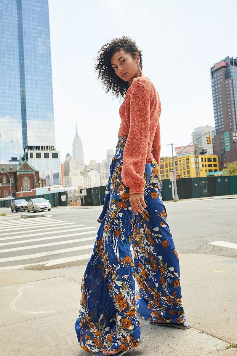 Ladies Elegant And Loose Trousers Beach Pants - Blue
