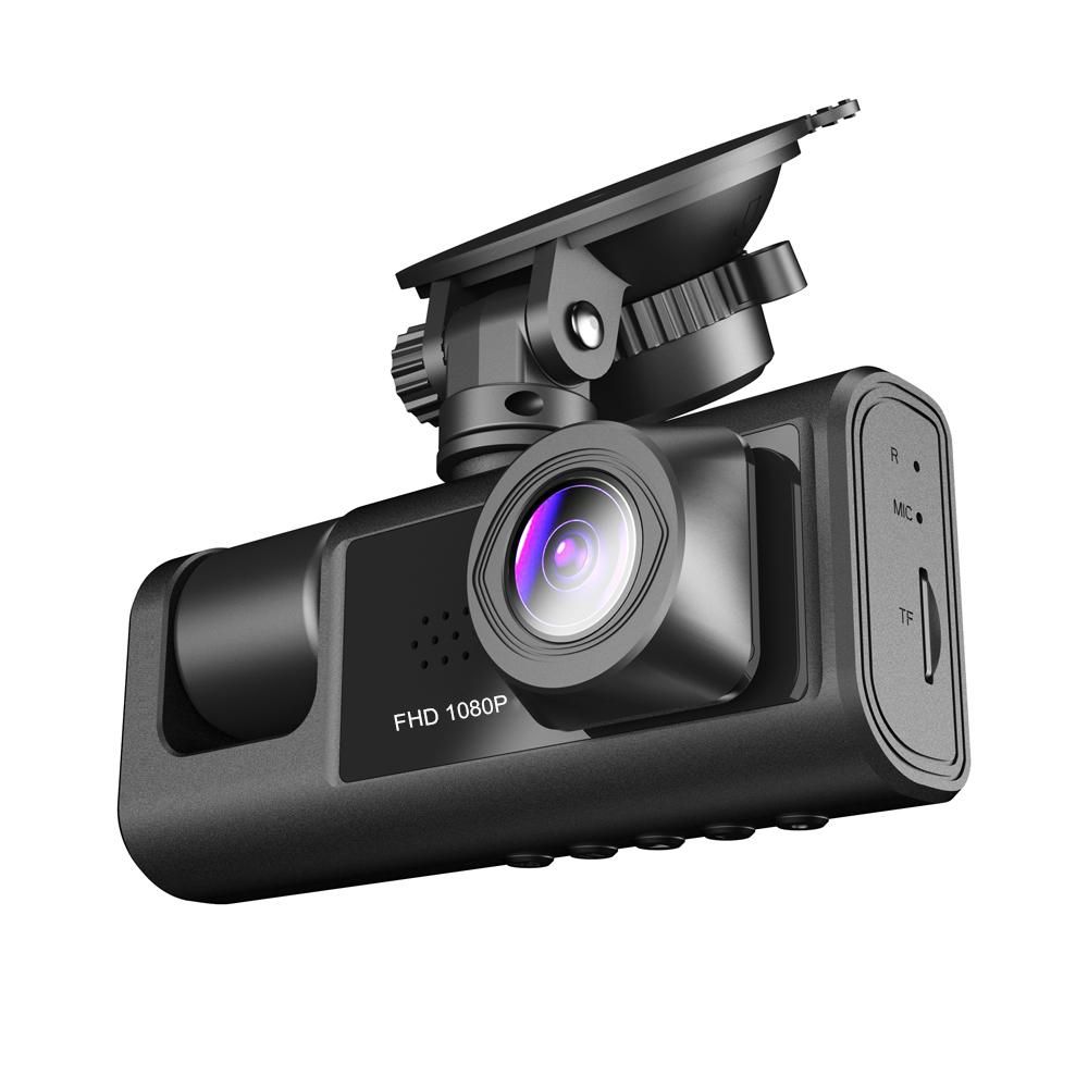 1080P DVR Dash Camera Front & Inside & Rear Camera Driving Recorder 2 Inch Screen Dashcam Support Night-Vision Loop Recording One-Key Lock