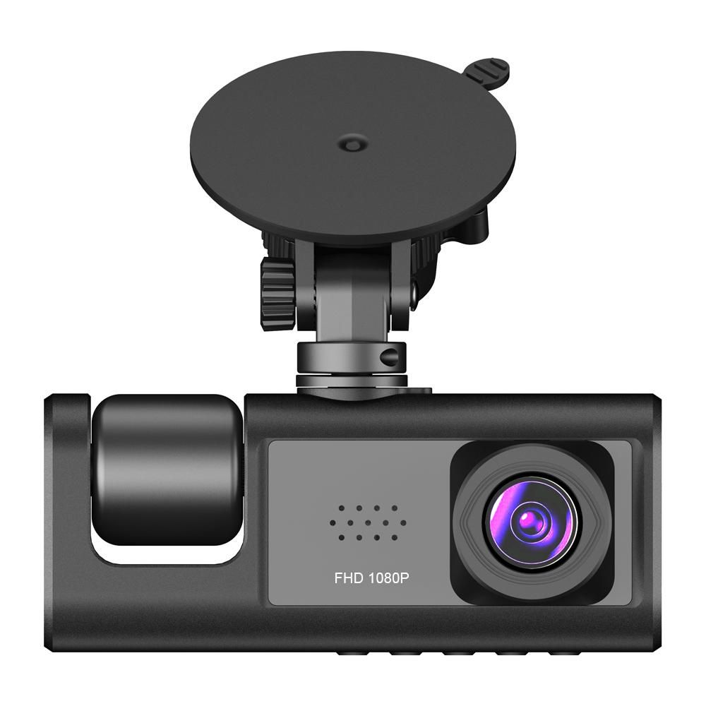 1080P DVR Dash Camera Front & Inside & Rear Camera Driving Recorder 2 Inch Screen Dashcam Support Night-Vision Loop Recording One-Key Lock