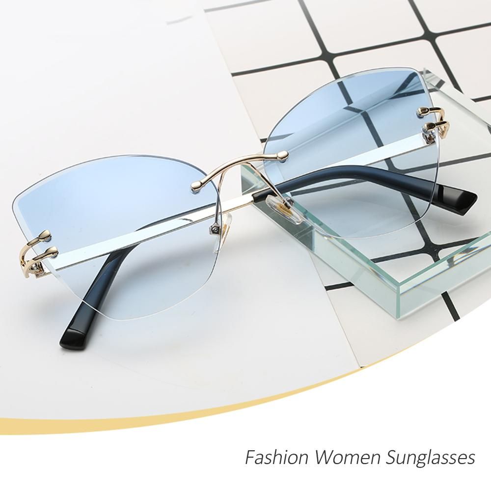 Fashion Women Sunglasses UV400 Eyeglass Frameless Cat Eye Sun Glasses Ladies Eyewear