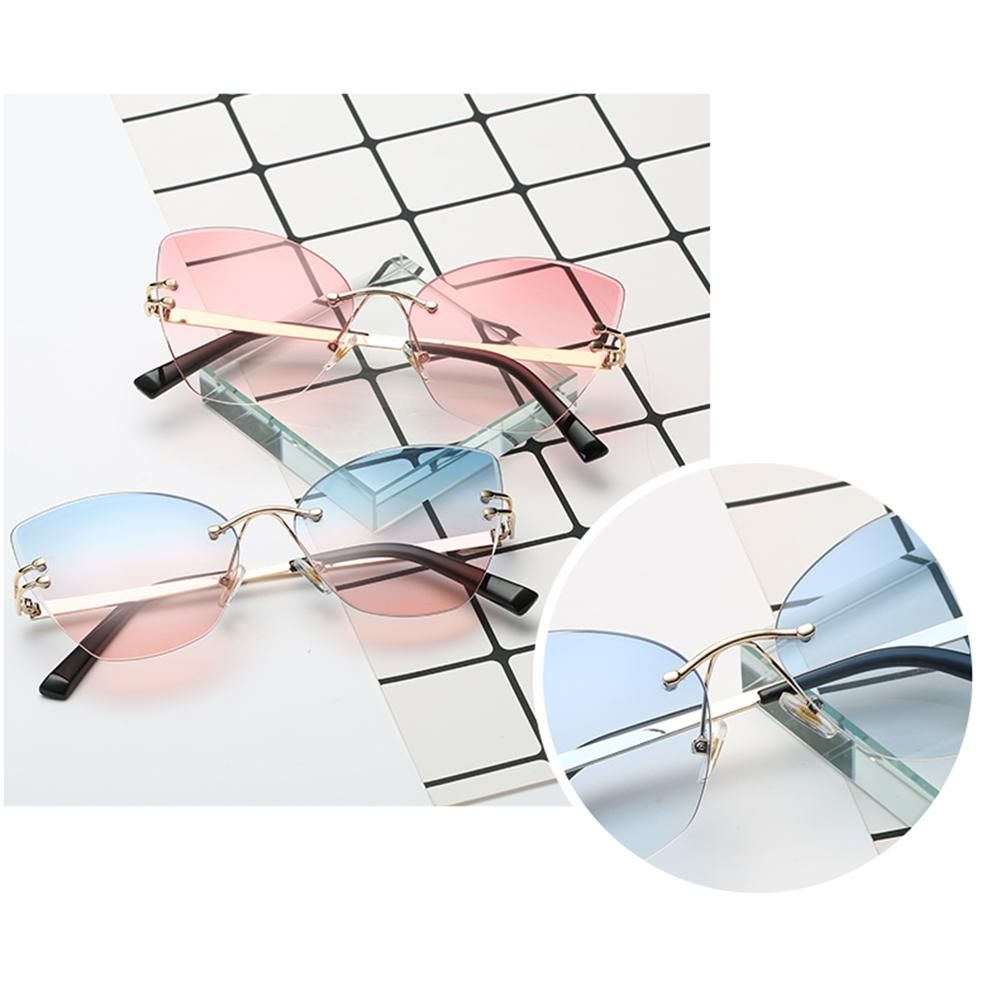 Fashion Women Sunglasses UV400 Eyeglass Frameless Cat Eye Sun Glasses Ladies Eyewear