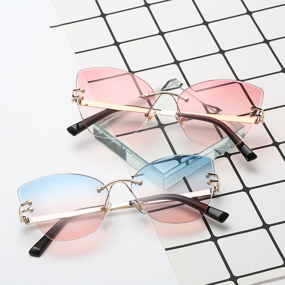 Fashion Women Sunglasses UV400 Eyeglass Frameless Cat Eye Sun Glasses Ladies Eyewear
