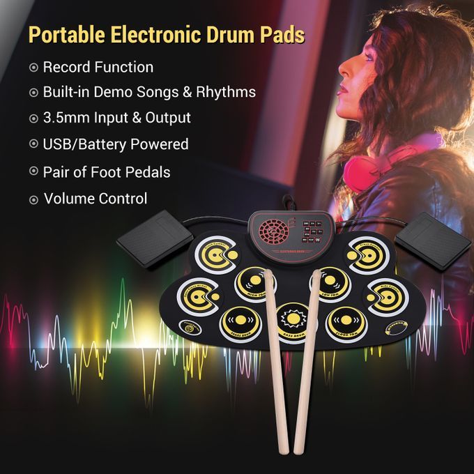 Muslady Portable Roll-up Electronic Drum Pad Silicon