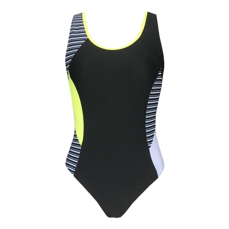 Patchwork One Piece Raceback Swimwear Women Racing Training Sports Athletic One Piece Bikini Slim Swimsuit Monokini Mujer Picture Color