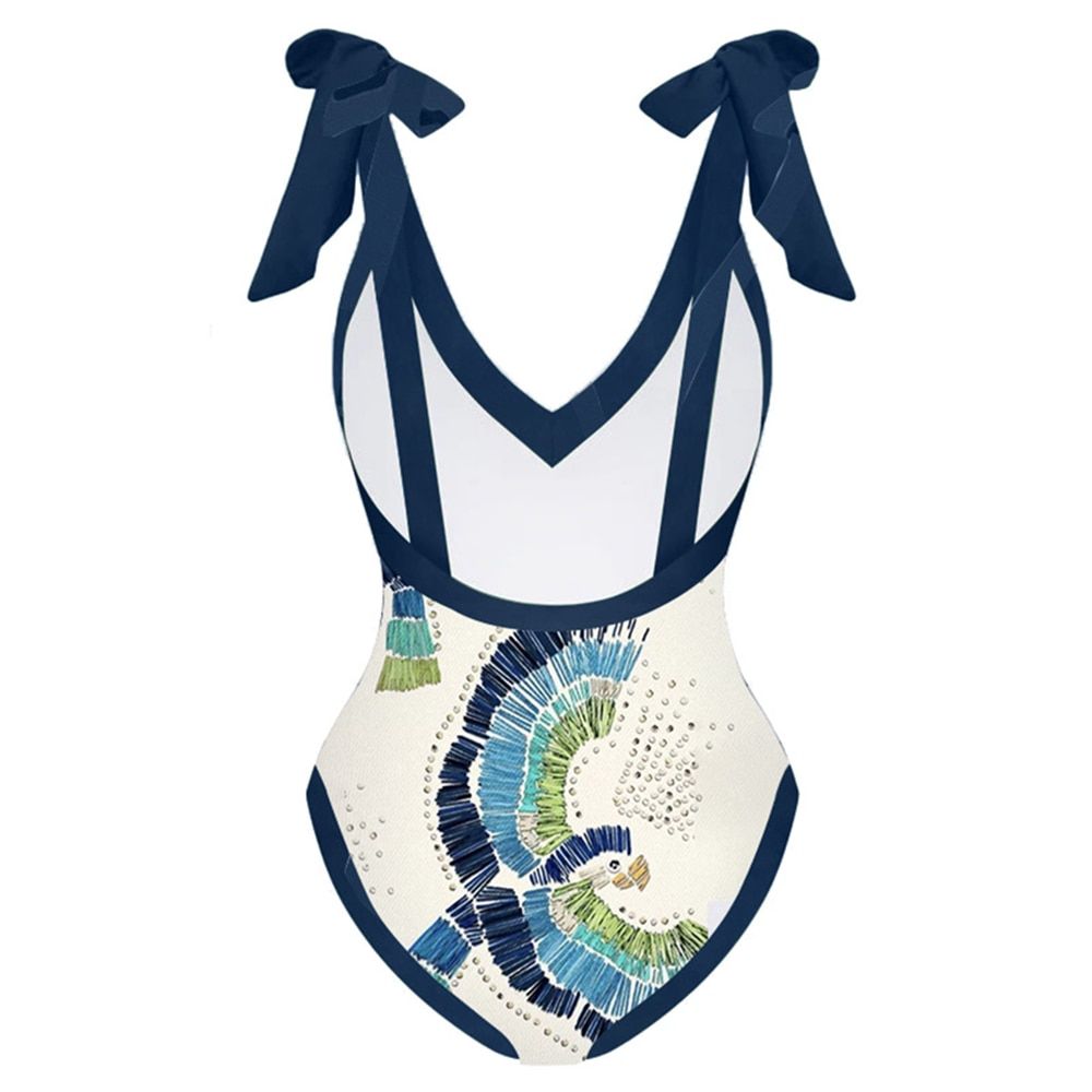 Deep V Print One Piece Swimsuit Set Summer Beach Wear Swimming Suit Luxury Shorts Bourkini Print Floral Lace Stripe Khaki