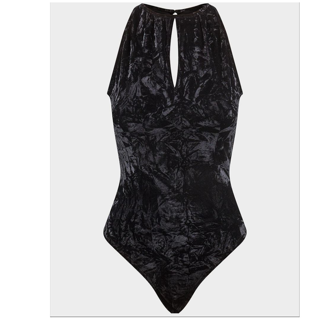 R Ladies Cruched Velvet Bodysuit