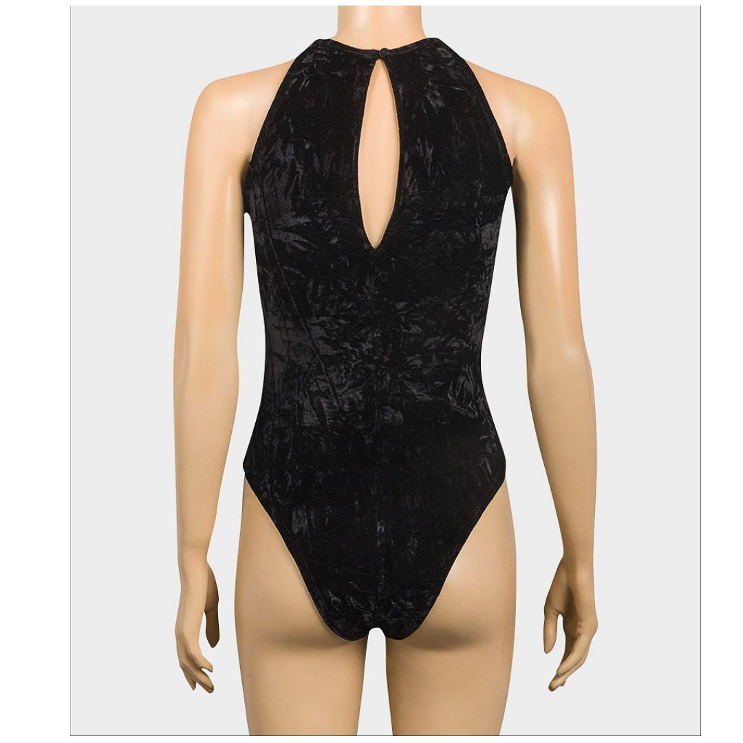 R Ladies Cruched Velvet Bodysuit