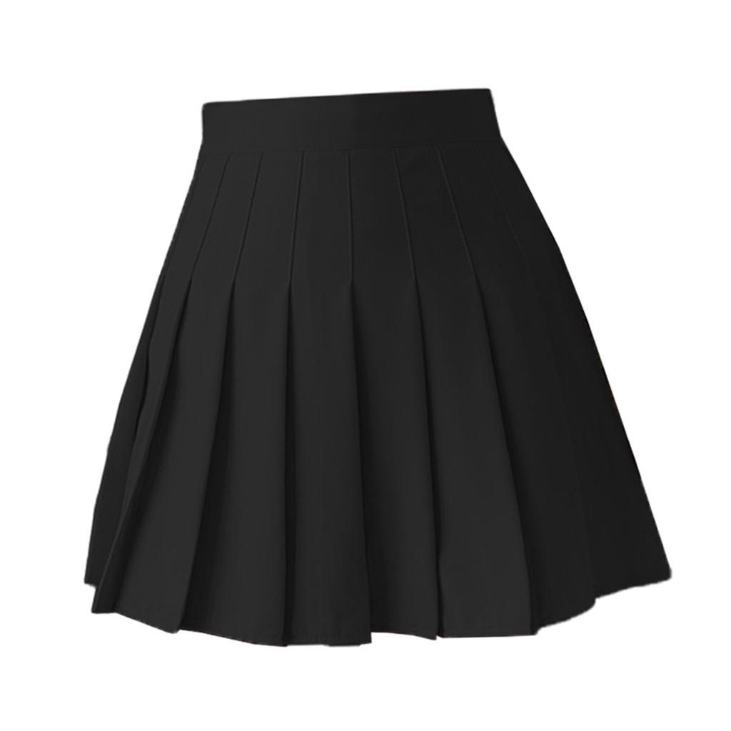 Women Lady Pleated Skirt High Waist Mini Tennis Skater Skirt Black L