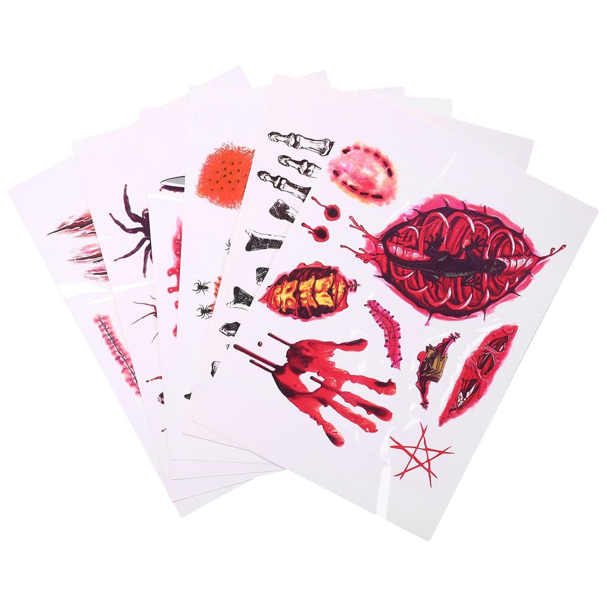6Pcs/Set Halloween Scars Stickers Funny Waterproof