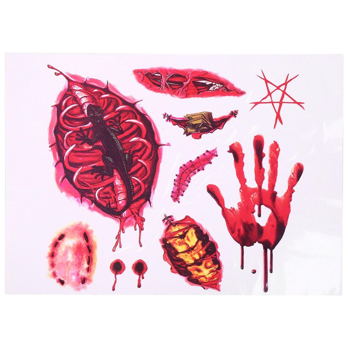 6Pcs/Set Halloween Scars Stickers Funny Waterproof