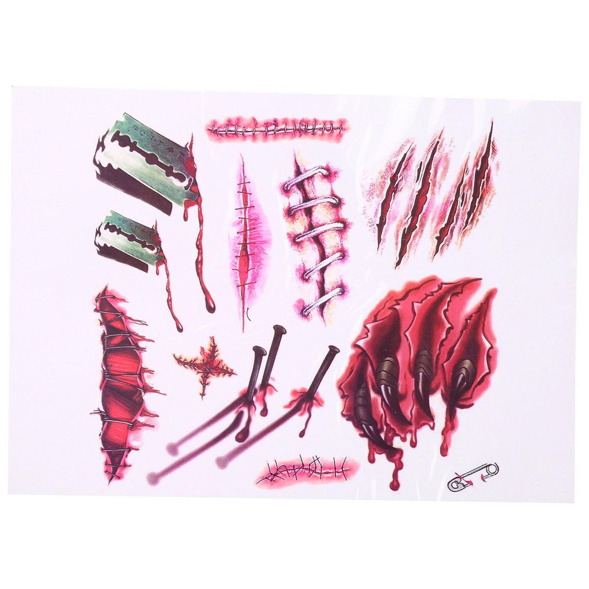 6Pcs/Set Halloween Scars Stickers Funny Waterproof