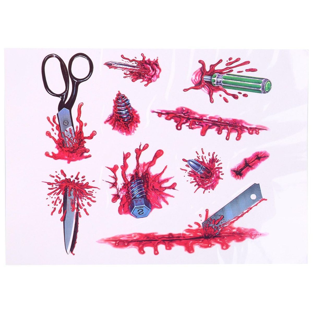 6Pcs/Set Halloween Scars Stickers Funny Waterproof