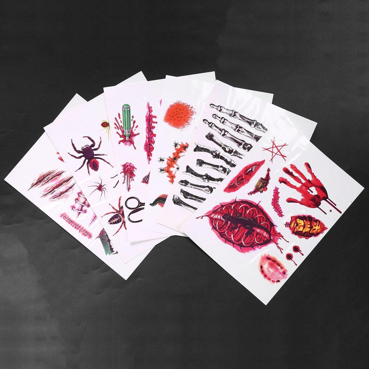 6Pcs/Set Halloween Scars Stickers Funny Waterproof