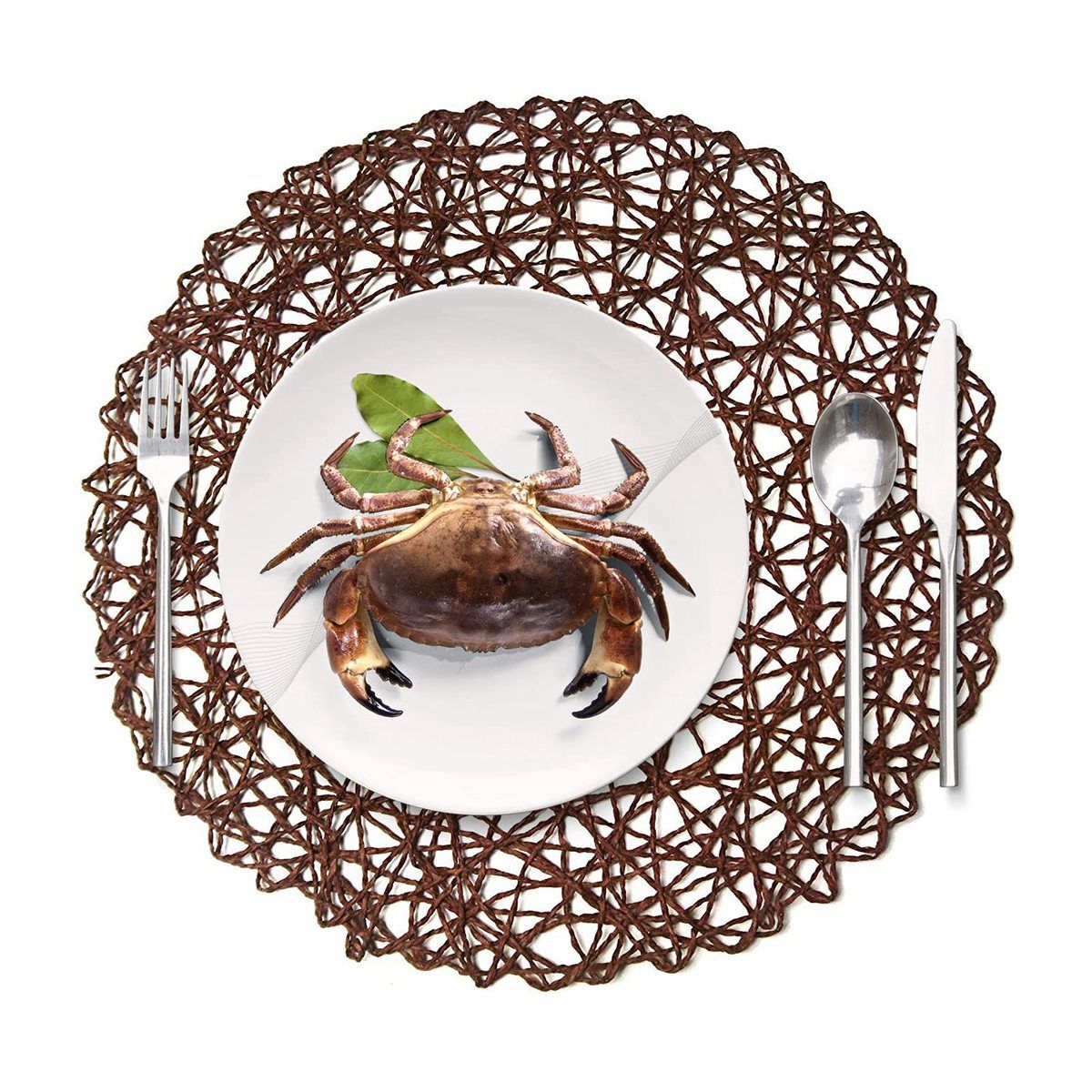 Round Paper Fiber Woven Place Mats Decorative Braided