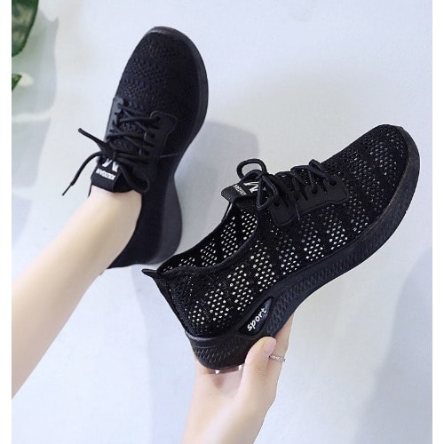 Ladies   Comfortable Sneakers- Black