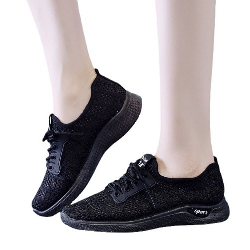 Ladies   Comfortable Sneakers- Black