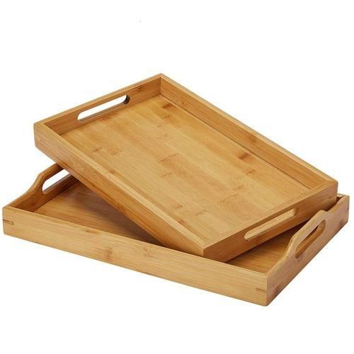 Serving Tray With Handle Rectangle Bamboo Butler